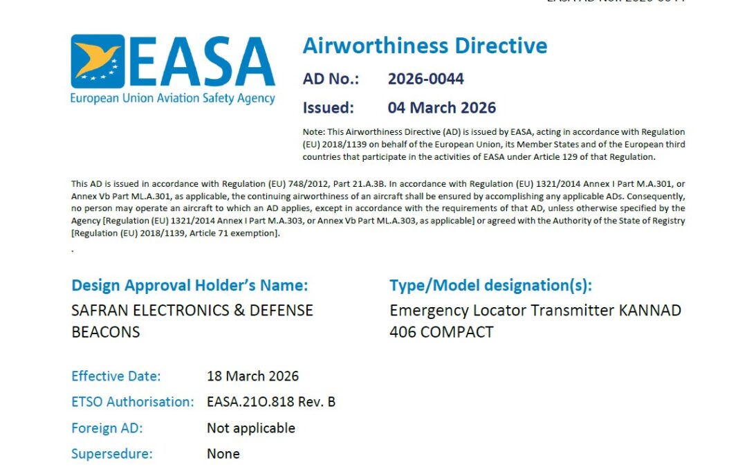 AMS AERO | ELT MODIFICATION KANNAD 406 COMPACT